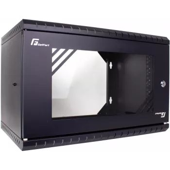 GETFORT ECO v3 19-palcový 6U nástenný rozvádzač s bezpečnostnými sklenenými dverami, 520x450 mm, čierny