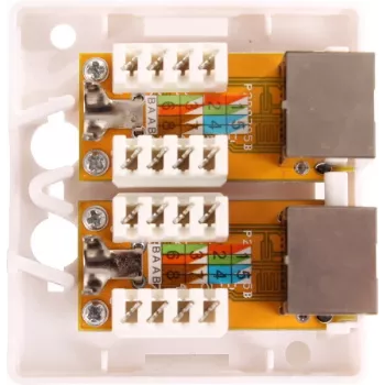 GETFORT GF-2G5EFTP tienená nástenná RJ45 zásuvka, 2-port, Cat.5e, biela