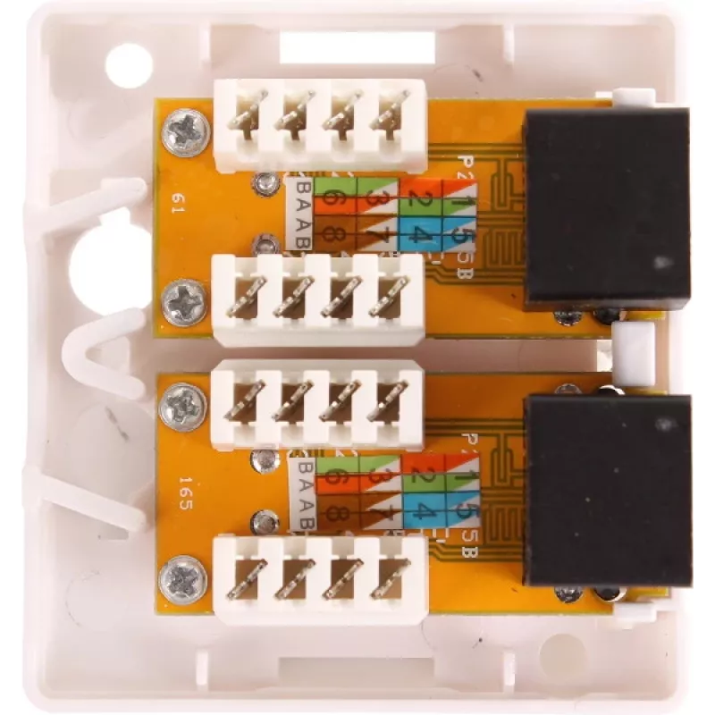GETFORT GF-2G5EUTP na omietku dvojitá RJ45 Cat.5e UTP sieťová zásuvka, biela