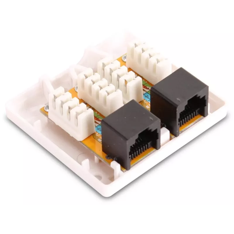 GETFORT GF-2G5EUTP na omietku dvojitá RJ45 Cat.5e UTP sieťová zásuvka, biela