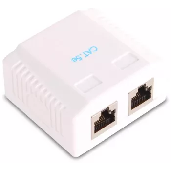 GETFORT GF-2G5EUTP na omietku dvojitá RJ45 Cat.5e UTP sieťová zásuvka, biela