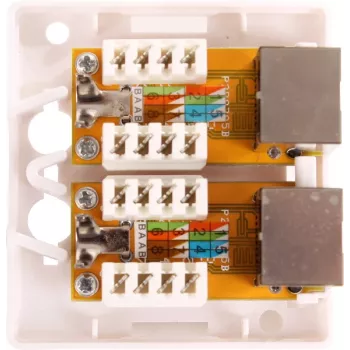 GETFORT GF-2G6FTP tienená nástenná sieťová zásuvka, 2x RJ45, Cat6 FTP, biela