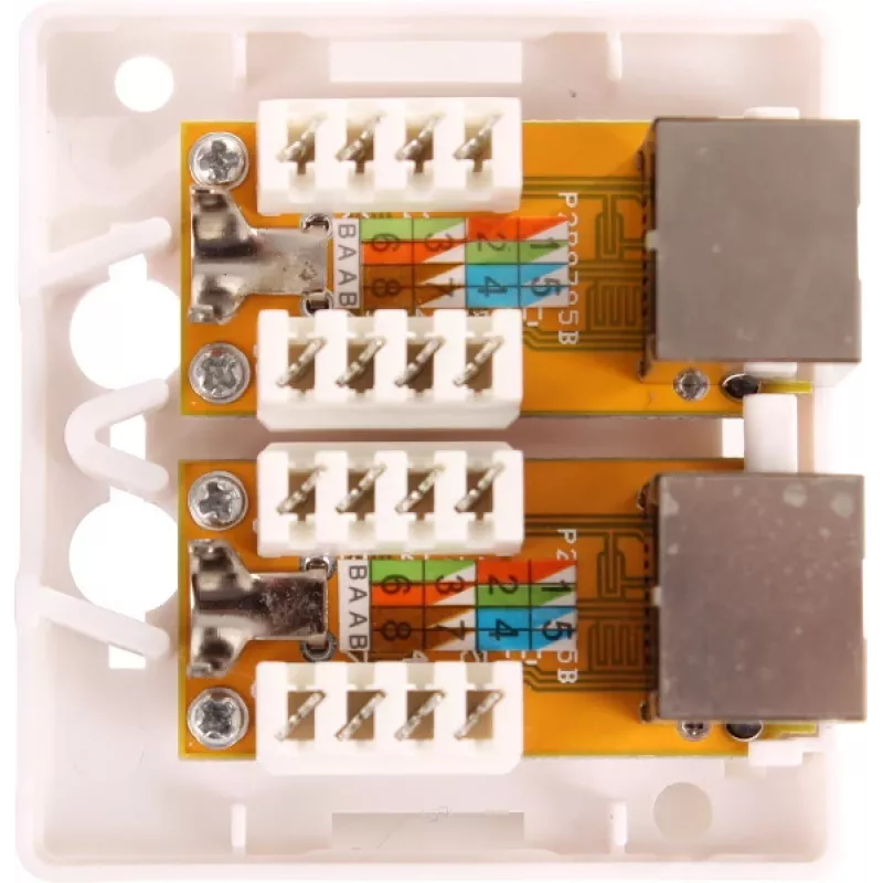 GETFORT GF-2G6FTP tienená nástenná sieťová zásuvka, 2x RJ45, Cat6 FTP, biela