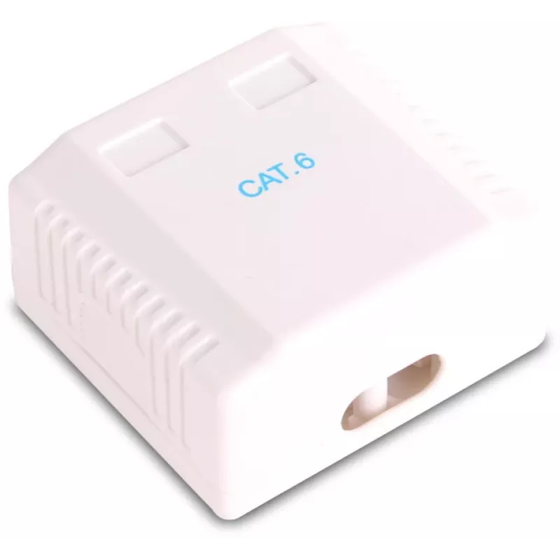 GETFORT GF-2G6FTP tienená nástenná sieťová zásuvka, 2x RJ45, Cat6 FTP, biela
