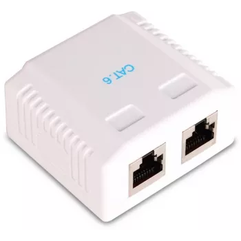 GETFORT GF-2G6UTP Sieťová zásuvka RJ45 Cat.6 UTP s 2 portmi na povrchovú montáž, biela