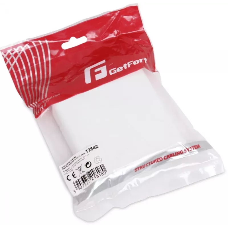 GETFORT GF-FO2P FTTH optická účastnícka zásuvka s SC/APC a LC/APC adaptérmi, 2-port nástenná krabica, Singlemode, biela