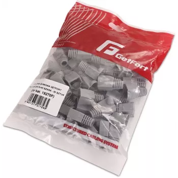 GETFORT GF-OS-RJ45-50 sivé ochranné krytky RJ45 konektorov, balenie 50 ks, odľahčenie ťahu pre ethernetové káble