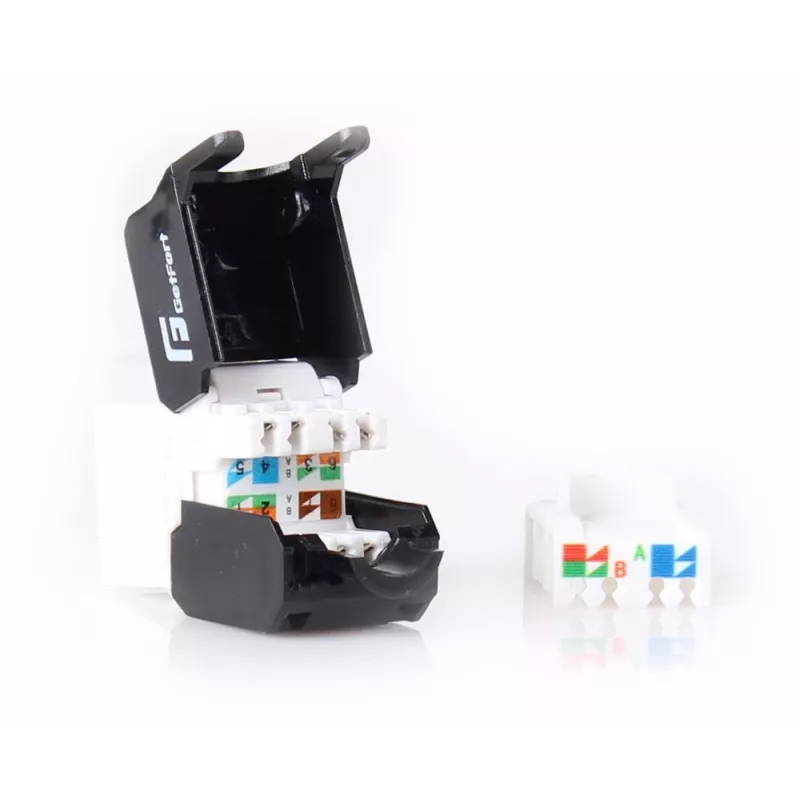 GETFORT KGF-6AUTP-NT Cat.6A UTP Tool-less Keystone Jack modul, RJ45 samica, biela
