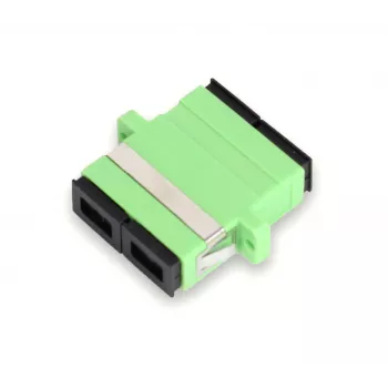 GETFORT SC/APC duplex optický adaptér, singlemode, zelený, montáž do panelu s prírubou