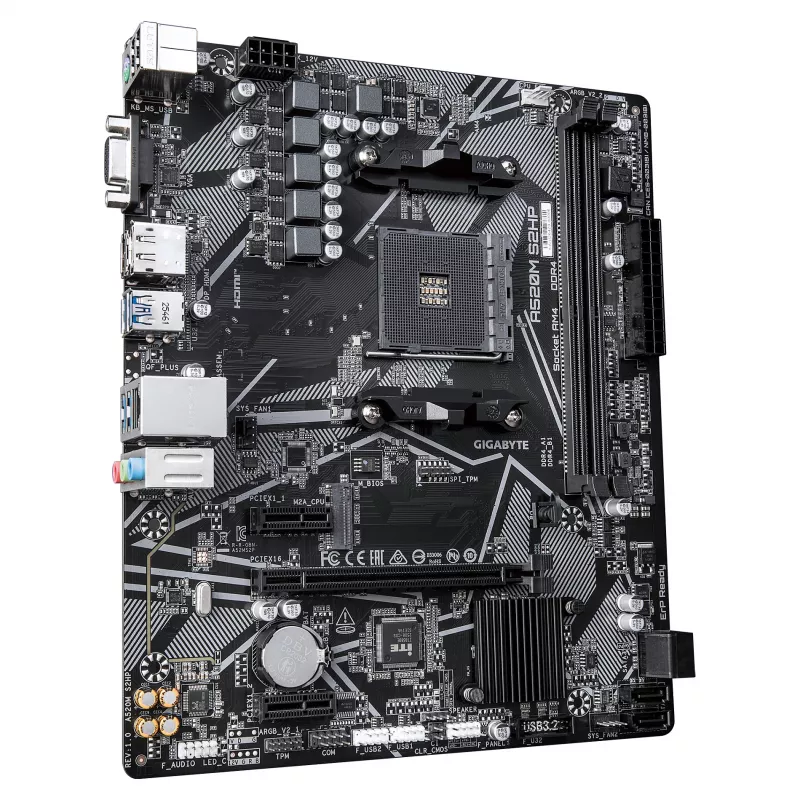 GIGABYTE A520M S2HP AM4 Micro-ATX základná doska, DDR4, HDMI, D-Sub, DisplayPort, M.2, Gigabit LAN