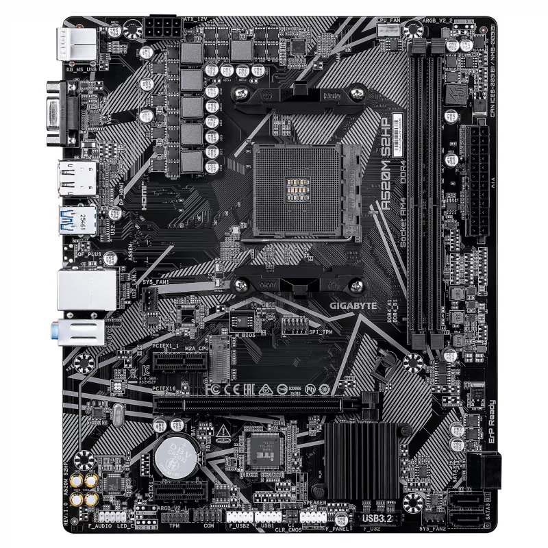 GIGABYTE A520M S2HP AM4 Micro-ATX základná doska, DDR4, HDMI, D-Sub, DisplayPort, M.2, Gigabit LAN