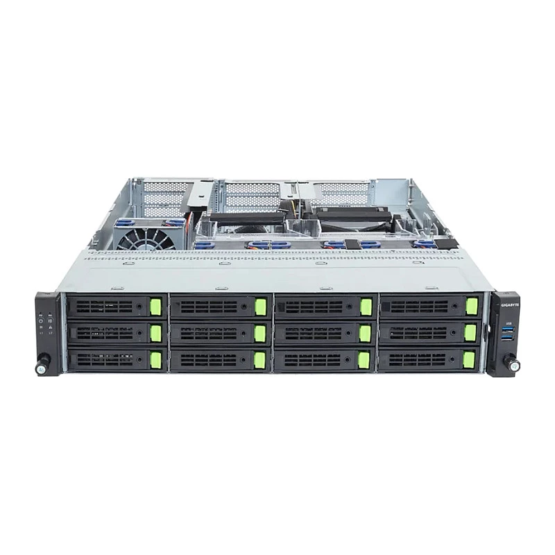 Gigabyte R263-ZG0-AAL2 (Rev. 3.x) 2U rackový server Barebone, Single AMD SP5, 12x 3,5/2,5 inch pozície, 2x 1200W napájací zdroj