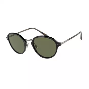 GIORGIO ARMANI dámske slnečné okuliare AR8139-500131 čierny acetátový rám, hranatý tvar, sivé sklá, 51 mm