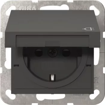 Gira 441428 SCHUKO zásuvka s vyklápacím krytom a Safety Plus, System 55, antracit