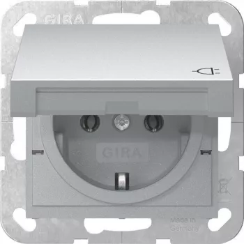 GIRA 445426 SCHUKO zásuvka System 55 podomietková hliníková s vyklápacím krytom, 16 A, 250 V, IP44