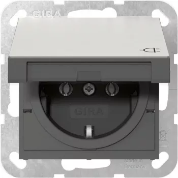 Gira 4454600 SCHUKO zásuvka s vyklápacím krytom, System 55, nehrdzavejúca oceľ