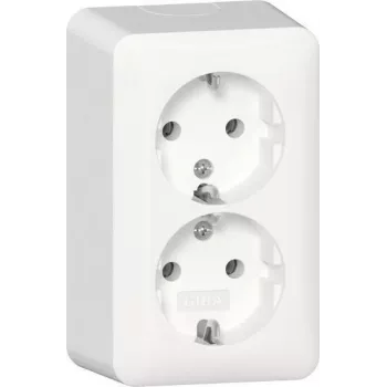 GIRA 478013 2-násobná SCHUKO zásuvka s montážnou doskou, na omietku, čistá biela
