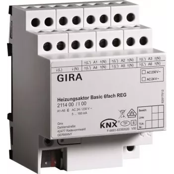 GIRA vykurovací aktor 6-násobný basic KNX REG 211400