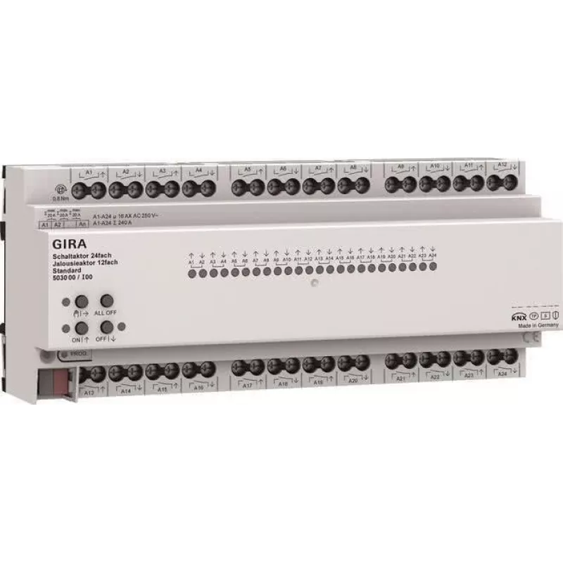 Gira KNX ONE 503000 spínací a žalúziový aktor 24x/12x 16 A štandard