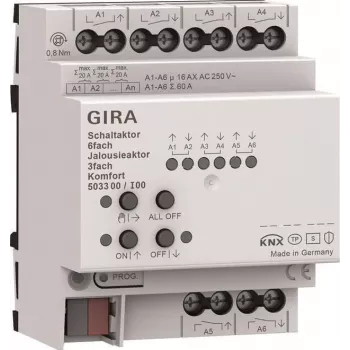 Gira KNX spínací a žalúziový aktor 6f/3f 16 A 503300