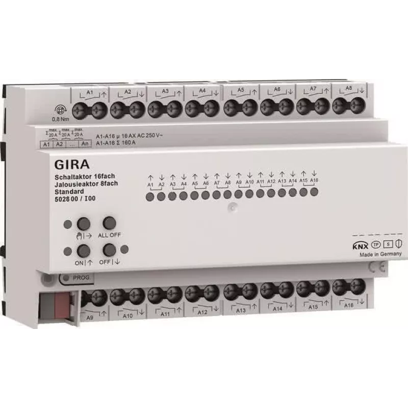 Gira KNX spínací a žalúziový/roleta aktor 16/8-násobný 16 A REG Plus s KNX Secure 502800
