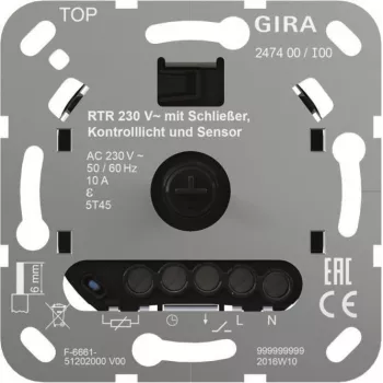 Gira izbový termostat 230 V spínací kontakt 247400
