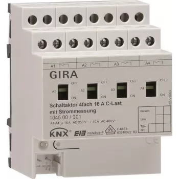 GIRA spínací aktor 4-násobný DIN lišta KNX/EIB 16A C-záťaž 104500