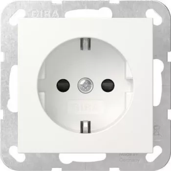 Gira System 55 SCHUKO zásuvka, podomietková, čistá biela matná, 16 A, 250 V, so zvýšenou ochranou pred dotykom 475527