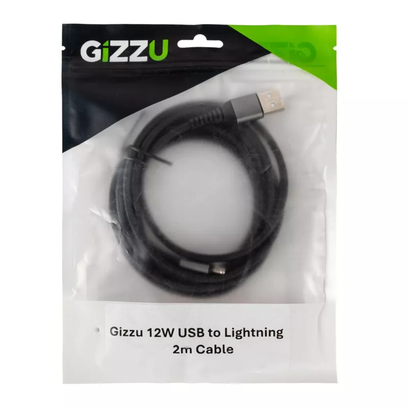 GIZZU 12W USB na Lightning 2m kábel – MFi certifikované rýchle nabíjanie a synchronizácia