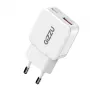 Gizzu 2-portová 20W GaN nástenná nabíjačka USB-C PD 3.0 + USB-A QC 3.0 rýchlonabíjací adaptér - biela