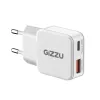 Gizzu 2-portová 30W GaN nástenná nabíjačka USB-C PD + USB-A QC biela