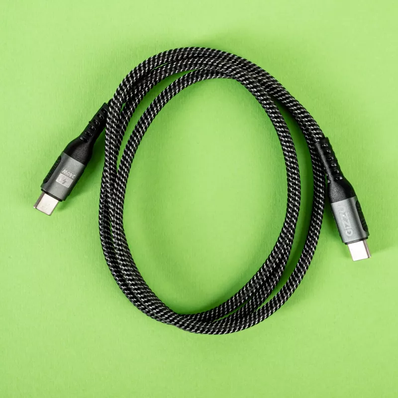 GIZZU 240W 480Mbps USB-C na USB-C pletený kábel 1m čierna