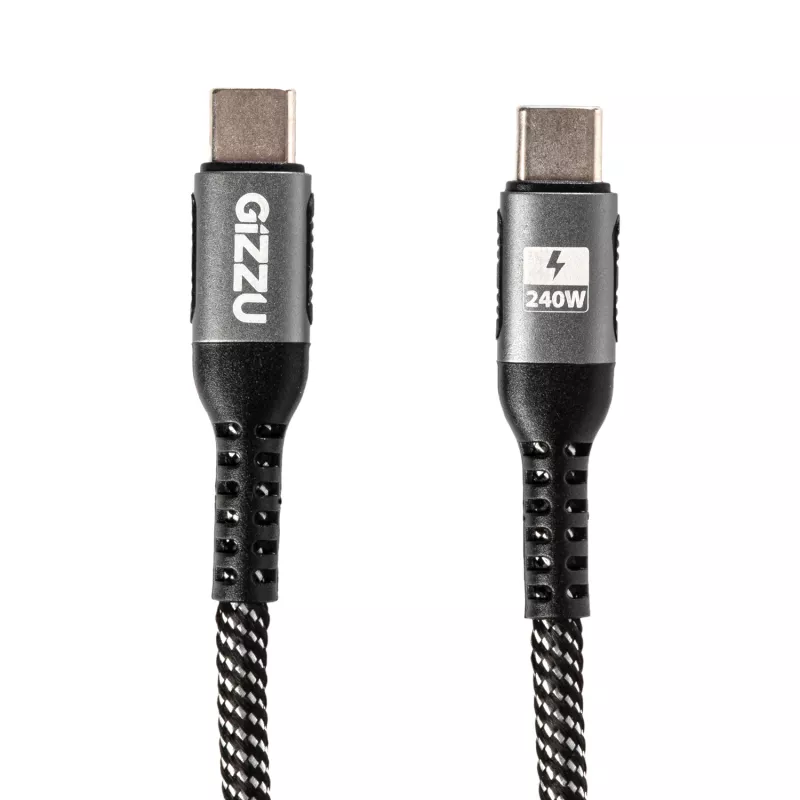 GIZZU 240W 480Mbps USB-C na USB-C pletený kábel 1m čierna