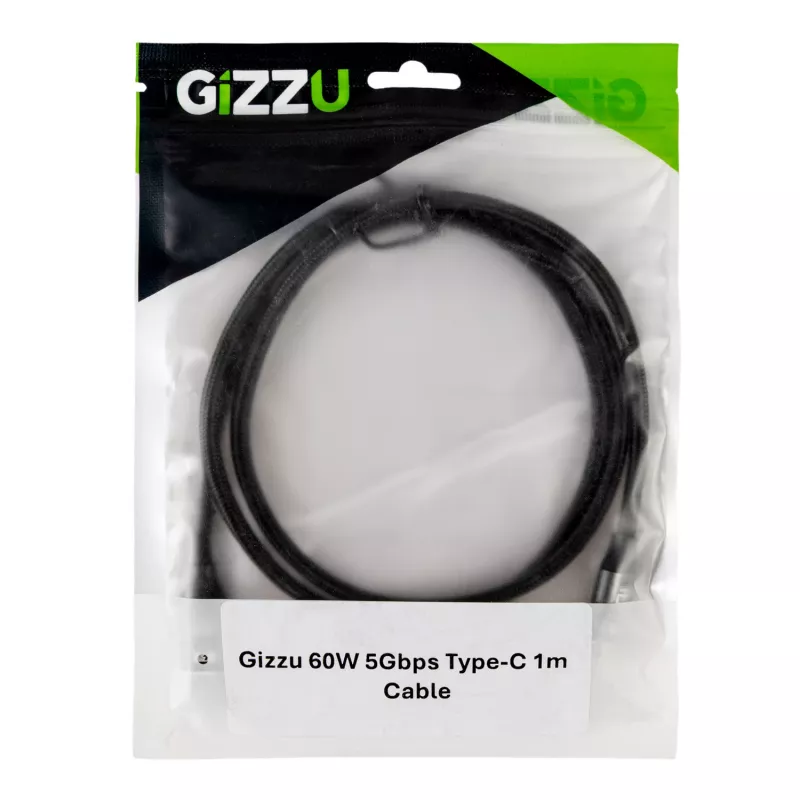 GIZZU 60W 5Gbps USB-C na USB-C kábel 2m čierny