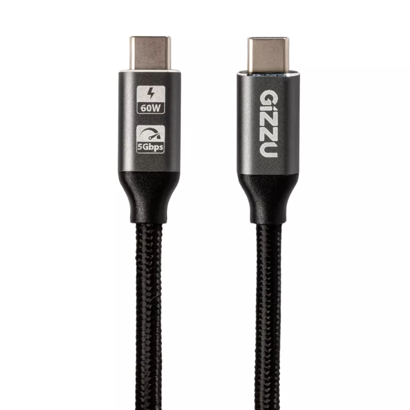 GIZZU 60W 5Gbps USB-C na USB-C kábel 2m čierny