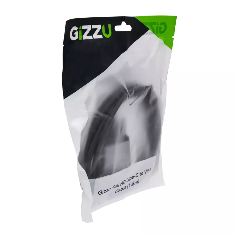 Gizzu Full HD USB-C na VGA adaptérový kábel 1,8 m čierny