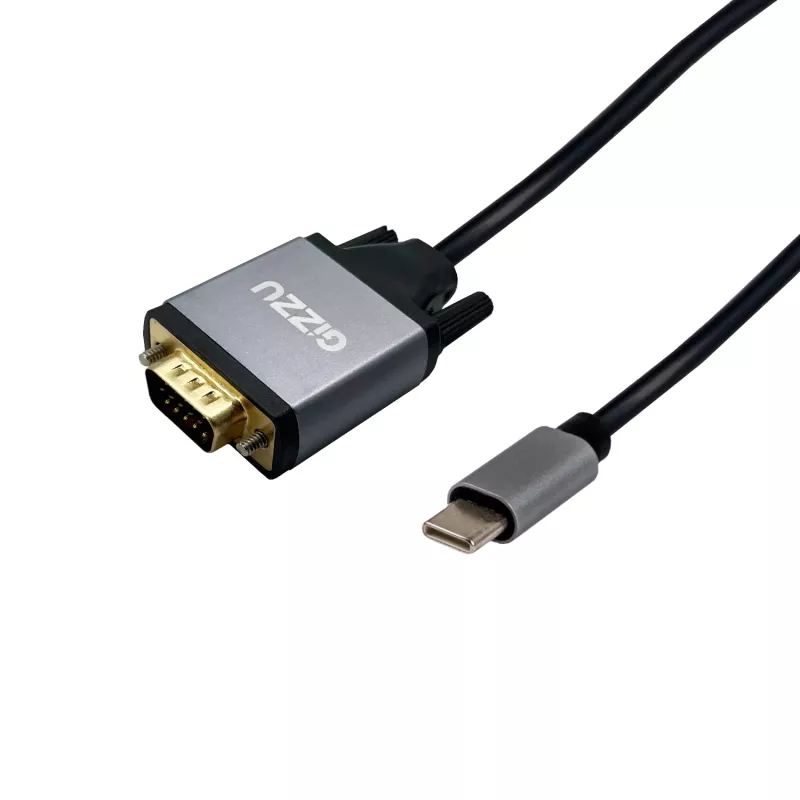 Gizzu Full HD USB-C na VGA adaptérový kábel 1,8 m čierny