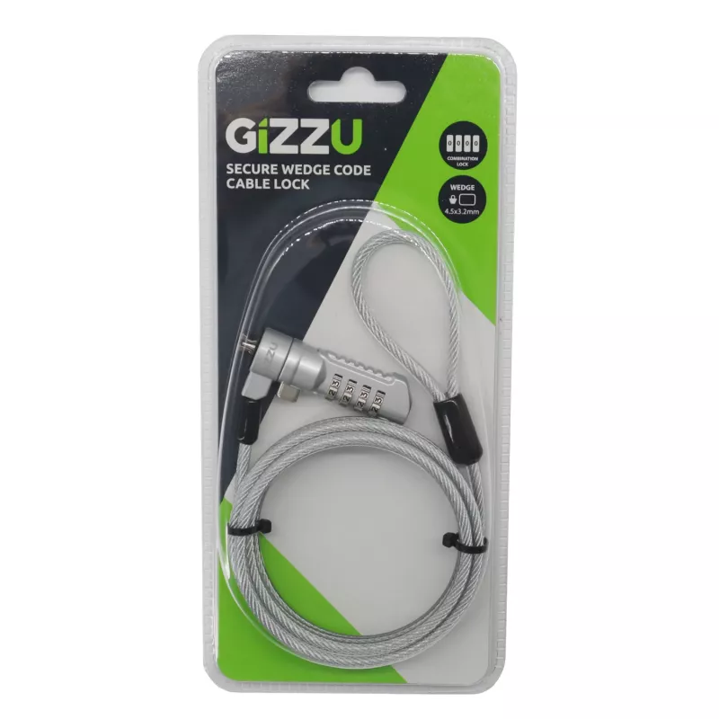 Gizzu Secure Wedge kódový káblový zámok 1,8 m