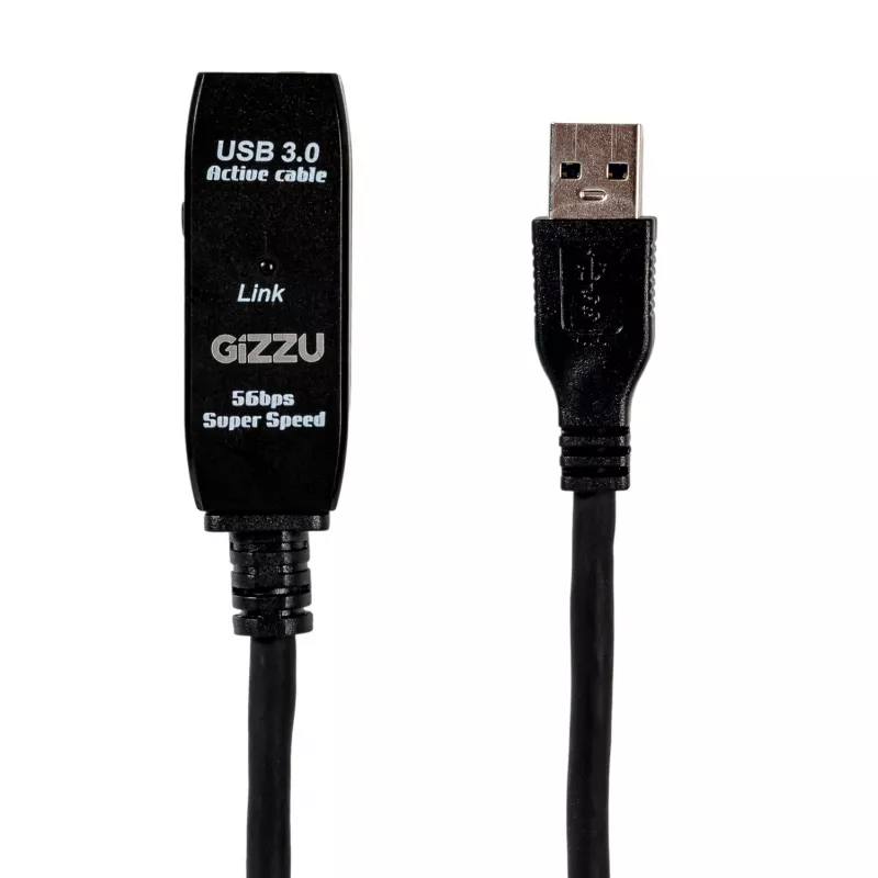 Gizzu USB 3.0 aktívny predlžovací kábel 5m - čierny