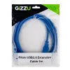 Gizzu USB 3.0 predlžovací kábel 2m – 5Gbps, konektor samec na konektor samica, čierny