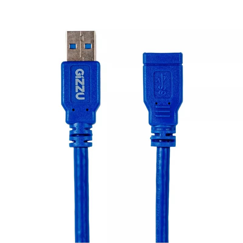 Gizzu USB 3.0 predlžovací kábel 2m – 5Gbps, konektor samec na konektor samica, čierny