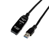 Gizzu USB3.0 aktívny predlžovací kábel 10m – 5Gbps SuperSpeed repeater kábel so zosilňovačom signálu, USB-A samec na samicu, napájaný zbernice s voliteľným DC portom, čierny