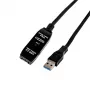 Gizzu USB3.0 aktívny predlžovací kábel 10m – 5Gbps SuperSpeed repeater kábel so zosilňovačom signálu, USB-A samec na samicu, napájaný zbernice s voliteľným DC portom, čierny