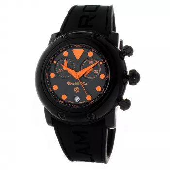 GLAM ROCK GR61114 dámske quartz analógové hodinky 46mm ušľachtilá oceľ čierny ciferník kožený remienok