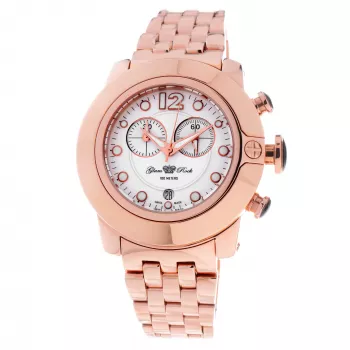 GLAM ROCK dámske hodinky GR32180 44 mm Swiss quartz chronograph biela silikón