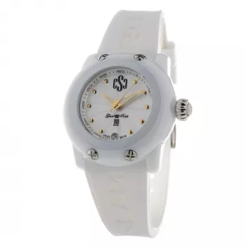 GLAM ROCK dámske hodinky GR64005 (40 mm) - Swiss Quartz, biela keramická luneta, silikónový remienok