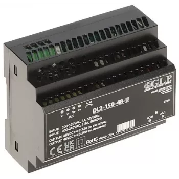 GLP spínaný napájací zdroj DL2-150-48-U - 150W 48V DC na lištu DIN, aktívne PFC, vysoká účinnosť