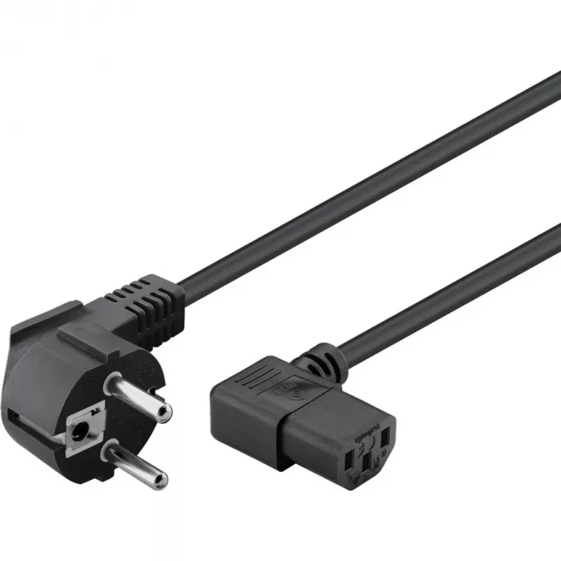 Goobay 51320 napájací kábel, Schuko konektor samec (zahnutý) na IEC C13 konektor samica, čierny, 5 m