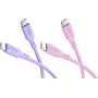Goobay Berry Swirl sada 2x USB-C silikónový kábel, 1,5 m, fialová & ružová 81273