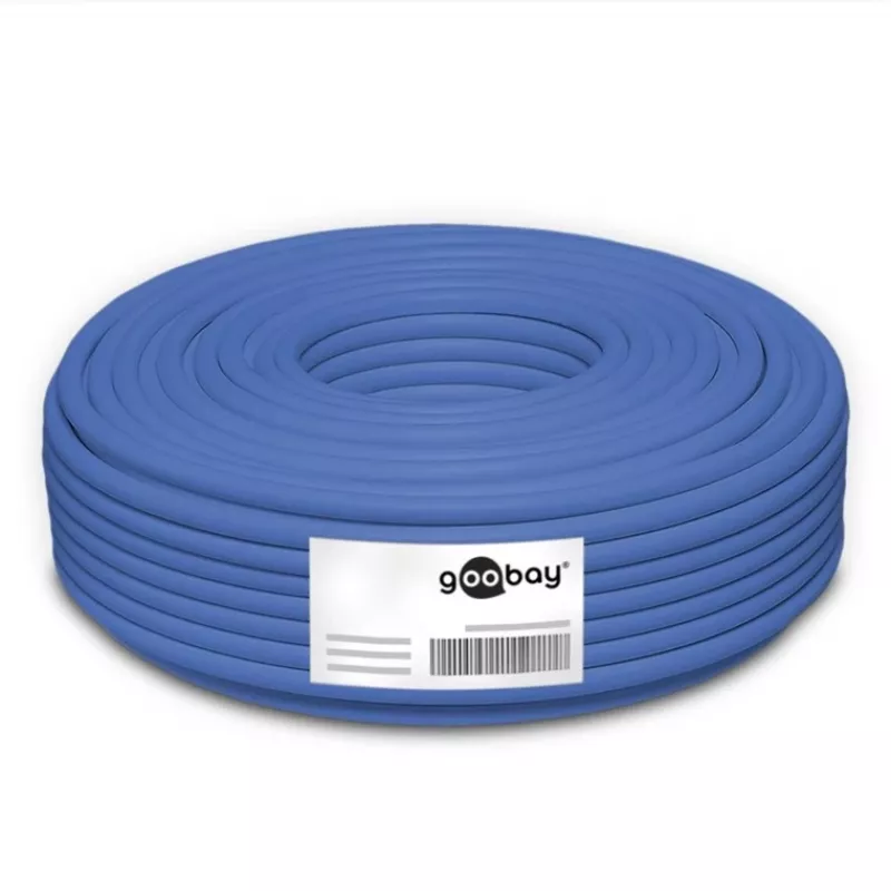 Goobay CAT 6a U/UTP sieťový kábel 50 m modrý - plná meď, AWG 23/1, LSZH (96092)